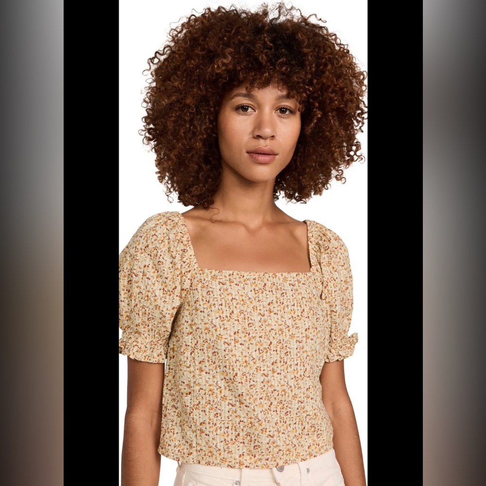 Madewell NWOT Hopewell Puff-Sleeve Crop Top in Cottage Garden
